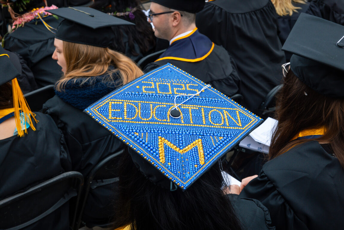 A graduate's decorated cap
