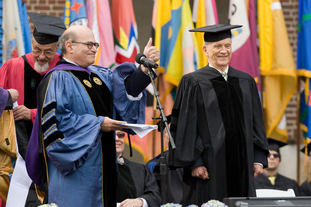 Sportscaster Ernie Harwell receiving an honorary Doctor of Humane Letters at the 2009 Spring Commencement