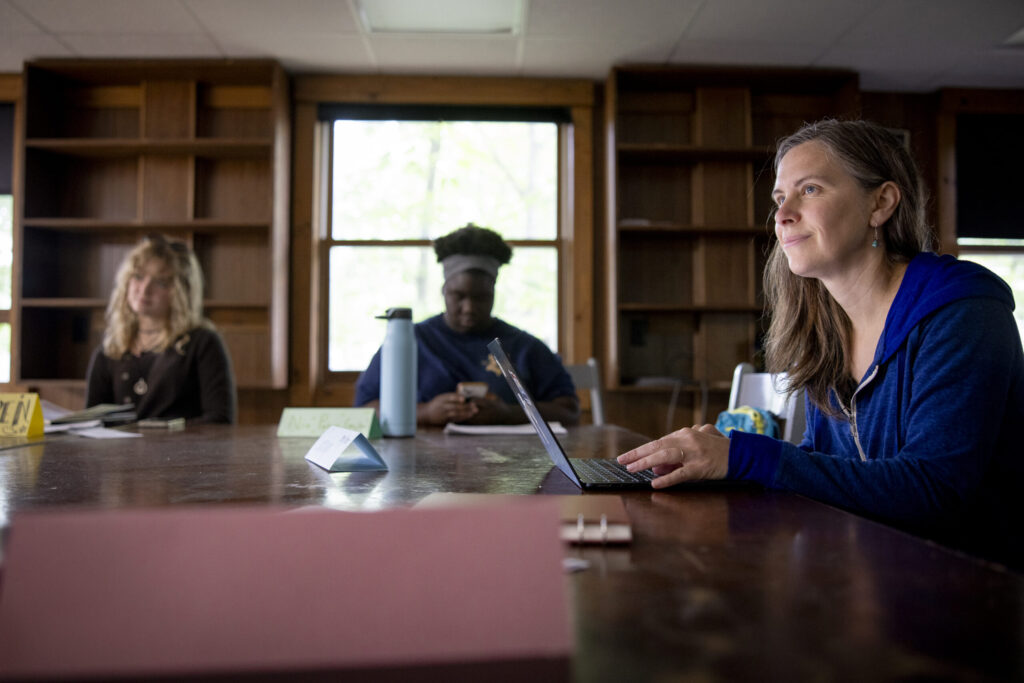 Marjorie Weber, an associate professor of ecology and evolutionary biology at the University of Michigan, leads her summer course at UMBS in 2024