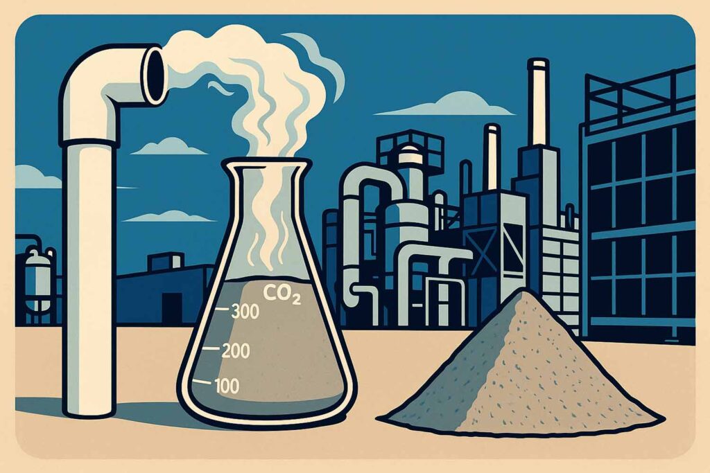 Concept illustration of capturing particulates from the air to use in concrete production. Image credit: Nicole Smith, made with ChatGPT