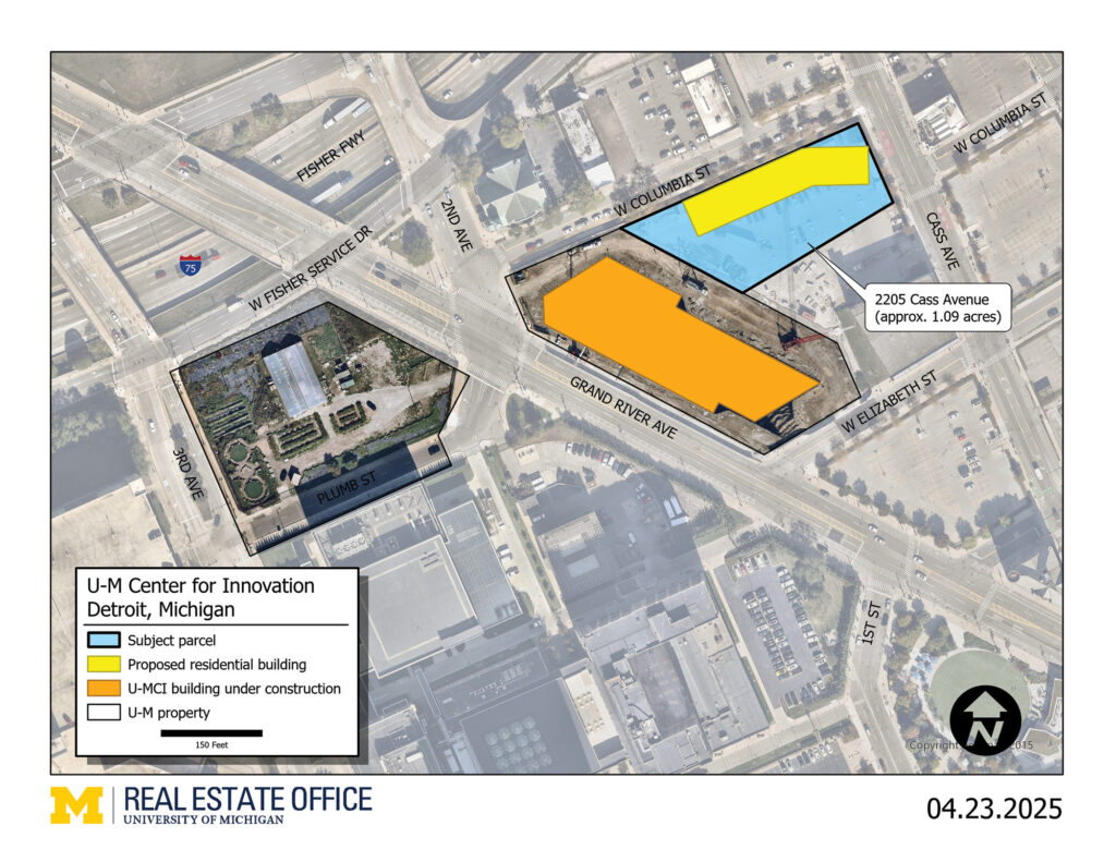 A schematic overhead map of the location of the U-M Center for Innovation