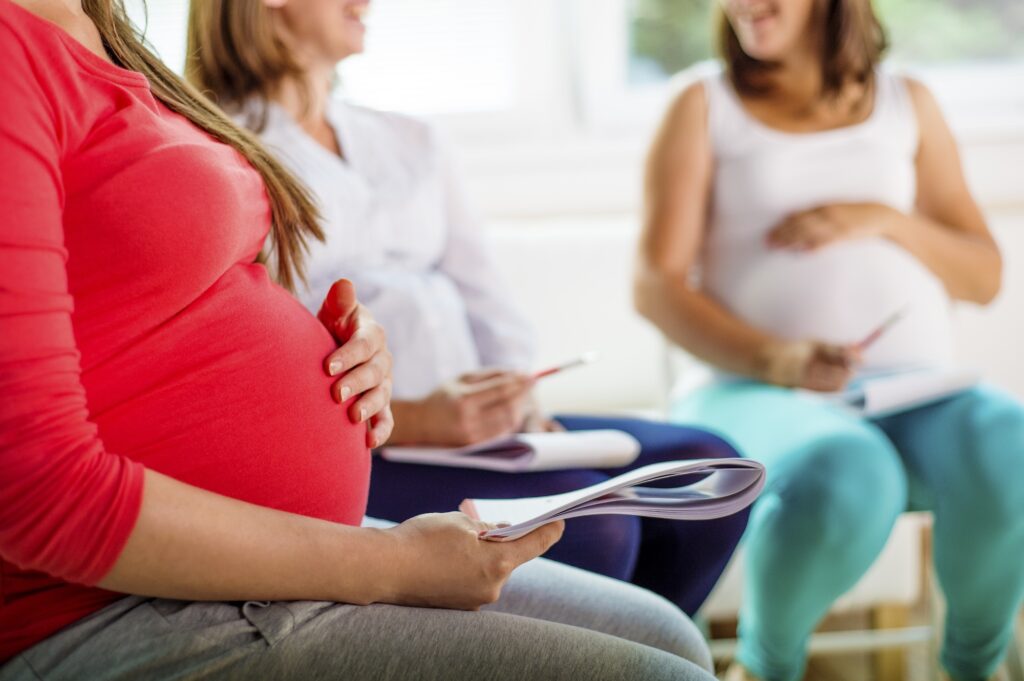 Pregnant women at antenatal class. Image credit: Adobe Stock