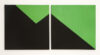 Carmen Herrera, "Diptych", 1978, acrylic on canvas, 50 1/4 × 102 1/2 × 2 1/4 inches overall, Collection of El Museo del Barrio, New York, Gift of Tony Bechara, 1996.P96.9.1a–b. Image courtesy El Museo del Barrio, New York, photo: Martin Seck, © Estate of Carmen Herrera
