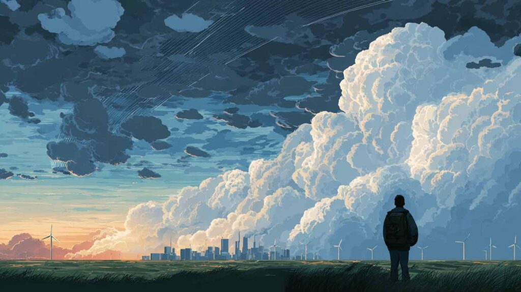 Concept illustration of human perception of solar geoengineering. Image credit: Nicole Smith, made with Midjourney