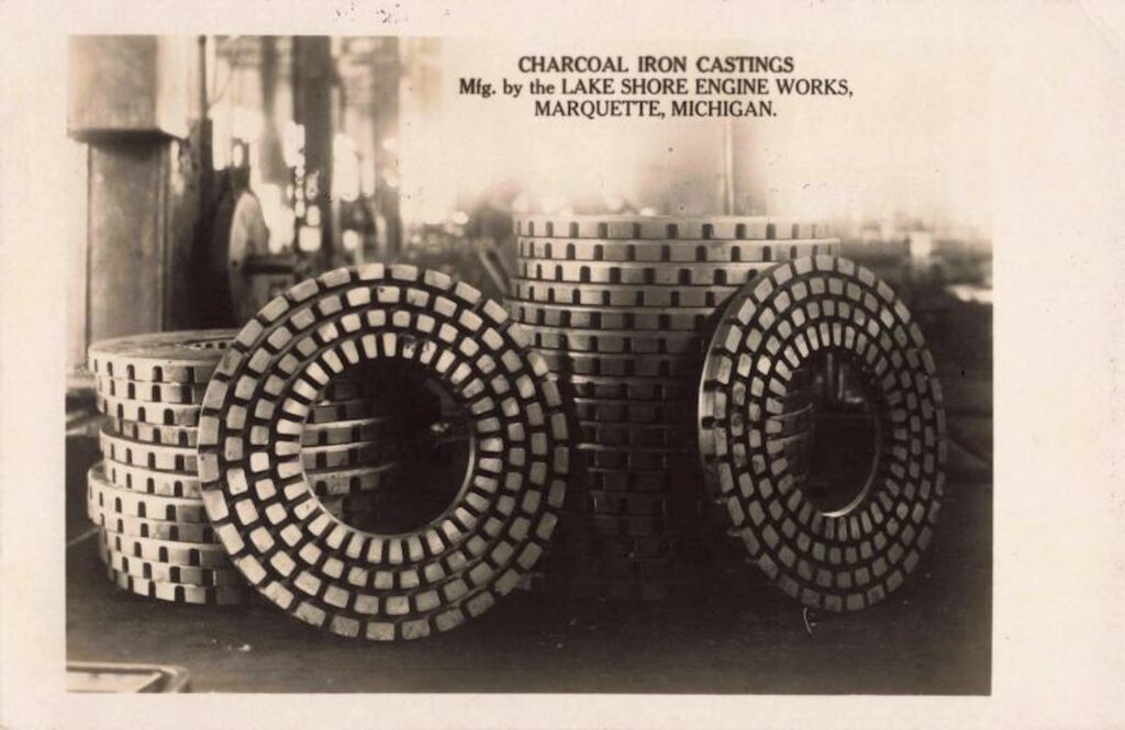 These charcoal iron castings were manufactured at Marquette, Michigan’s Lake Shore Engine Works. Image credit: David V. Tinder Collection of Michigan Photography, University of Michigan William L. Clements Library.