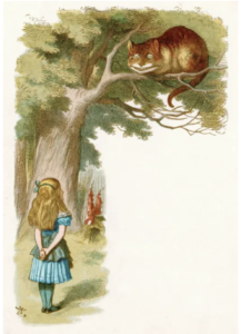 A drawing of Alice in Wonderland and the Cheshire Cat by Sir John Tenniel, 1871