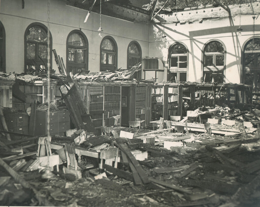 Haven Hall lay in ruins after the fire in June 1950
