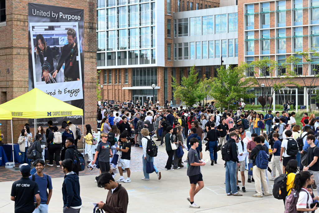 Students mill about on North Campus at the annual Festifall event