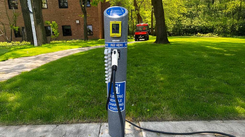 Electric vehicle charging station. Image courtesy: U-M Dearborn