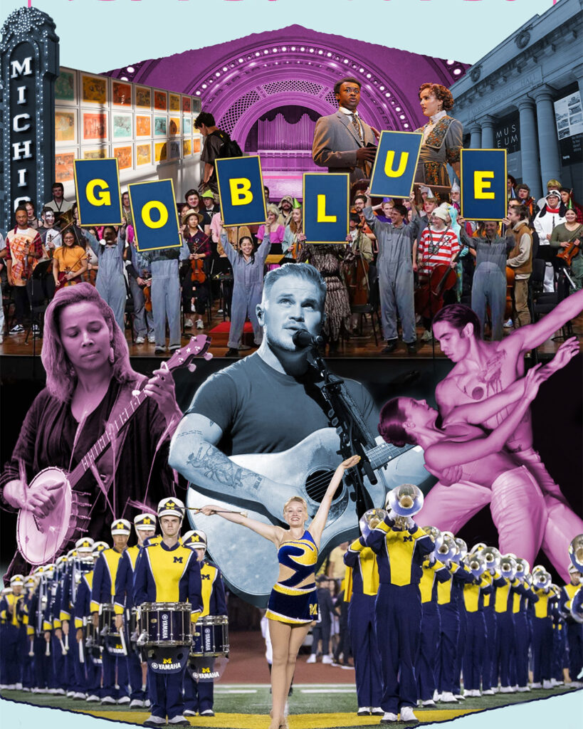 collage of musicians, artists, dancers.