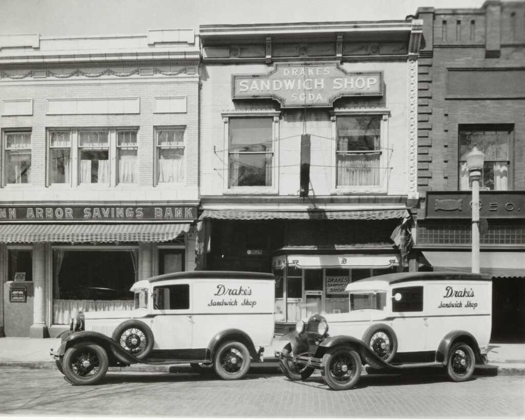 Drake’s Sandwich Shop, shown here in the 1930s.