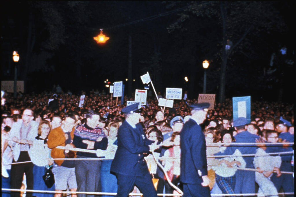 A large crowd that gathered in front of the Michigan Union to hear Kennedy speak.