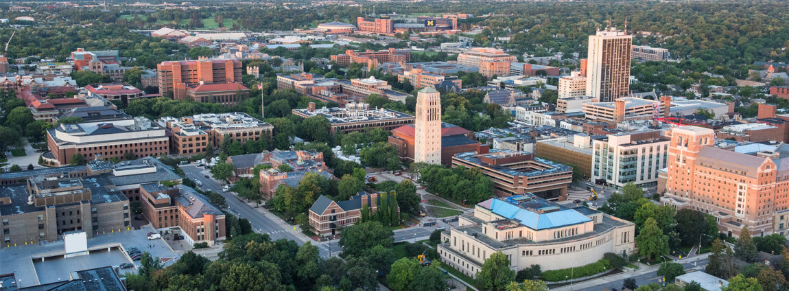 An aerial view of the University of Michigan