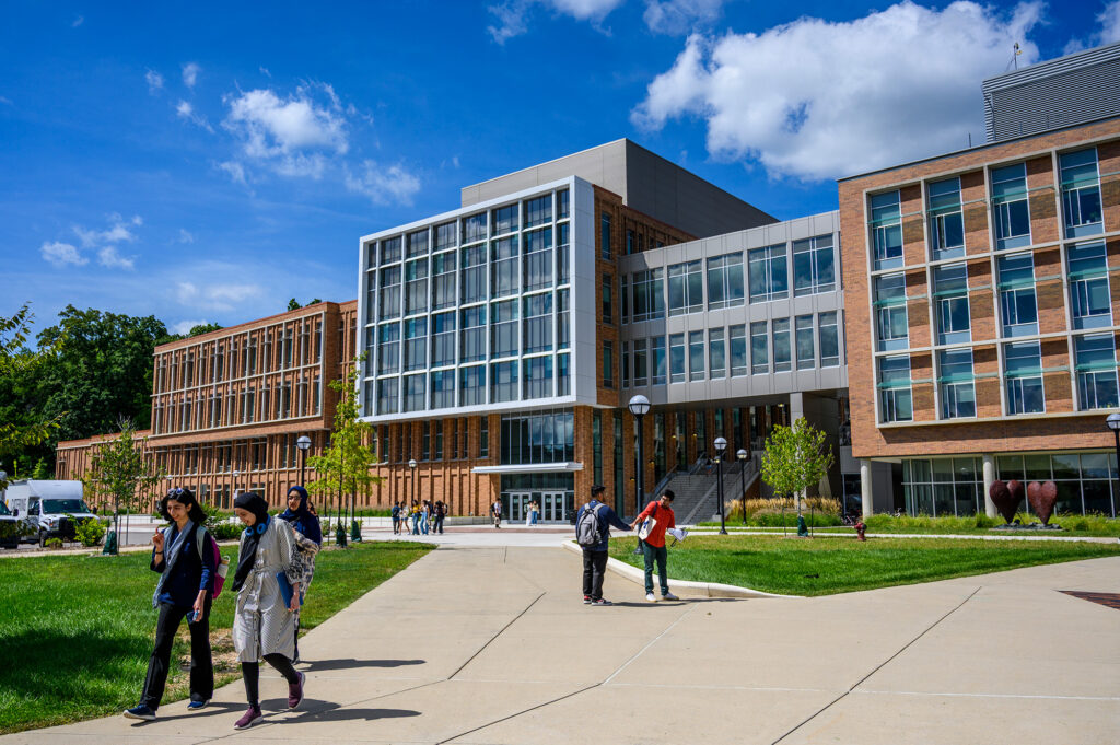 The Leinweber Computer Science and Information Building, U-M’s first all-electric academic facility, heated and cooled by ground source heat pumps and geo-exchange.