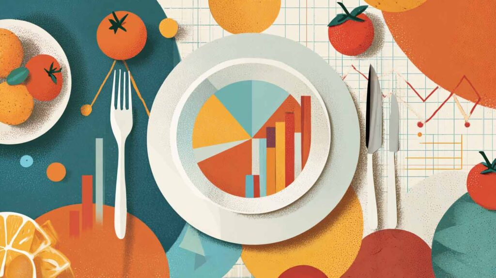 Concept illustration of hunger and nutrition statistics in the United States. Image credit: Nicole Smith, made with Midjourney
