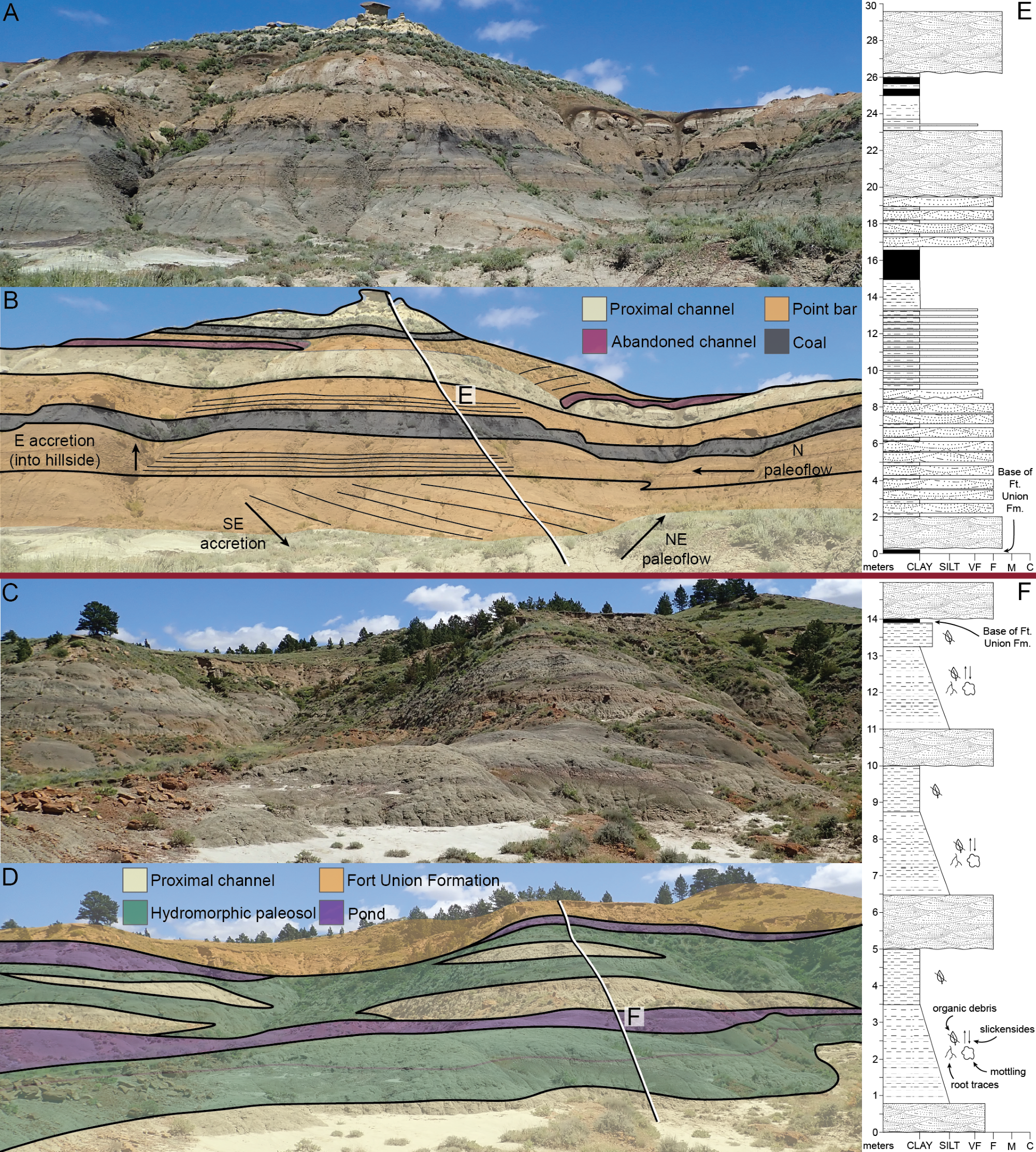 Different colored layers of rock depict the sudden change in geologic formations before and after dinosaurs became extinct. Image courtesy: Luke Weaver/University of Michigan
