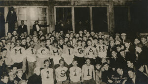 Black and image, circa 1908, advertise the graduation year 1911.