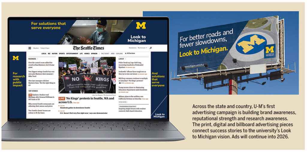 Advertisements on a laptop and billboard.