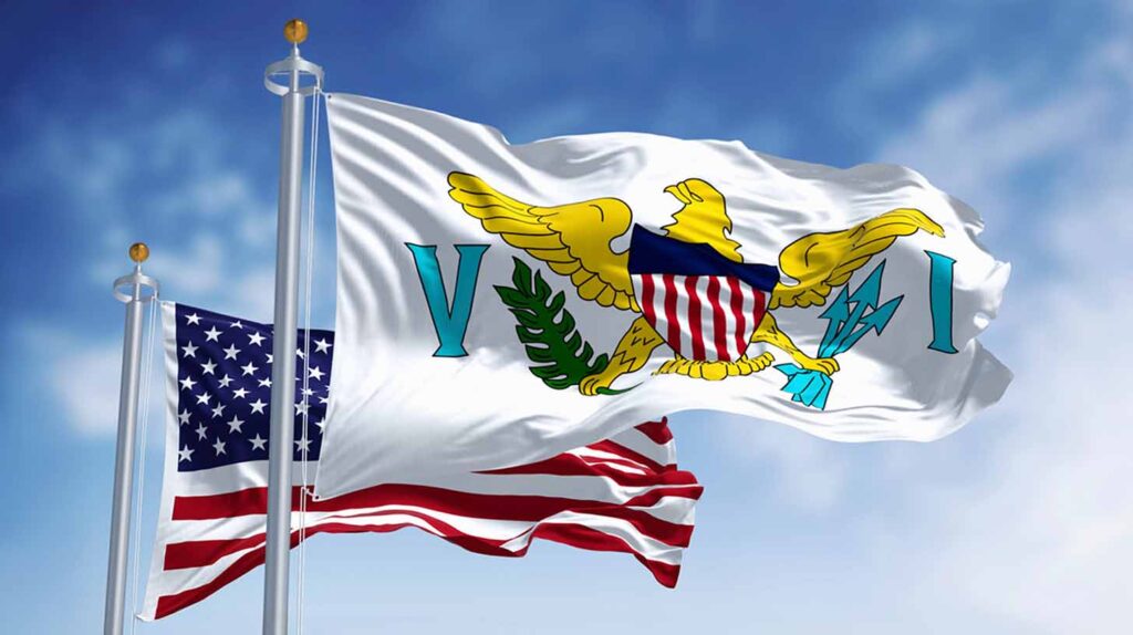 Flags of the U.S. and Virgin Islands. Image credit: U.S. Virgin Islands Legislature
