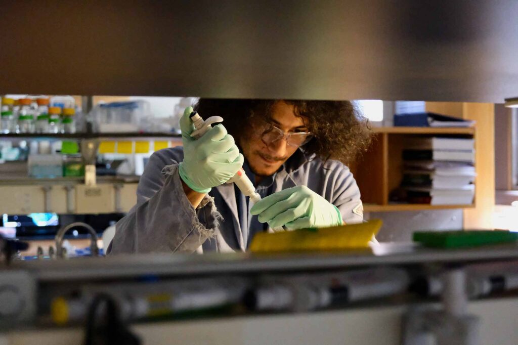 A scientist prepares samples in the lab of Nils Walter, co-director of the Center for RNA Biomedicine at the University of Michigan. Image courtesy: Nils Walter Lab