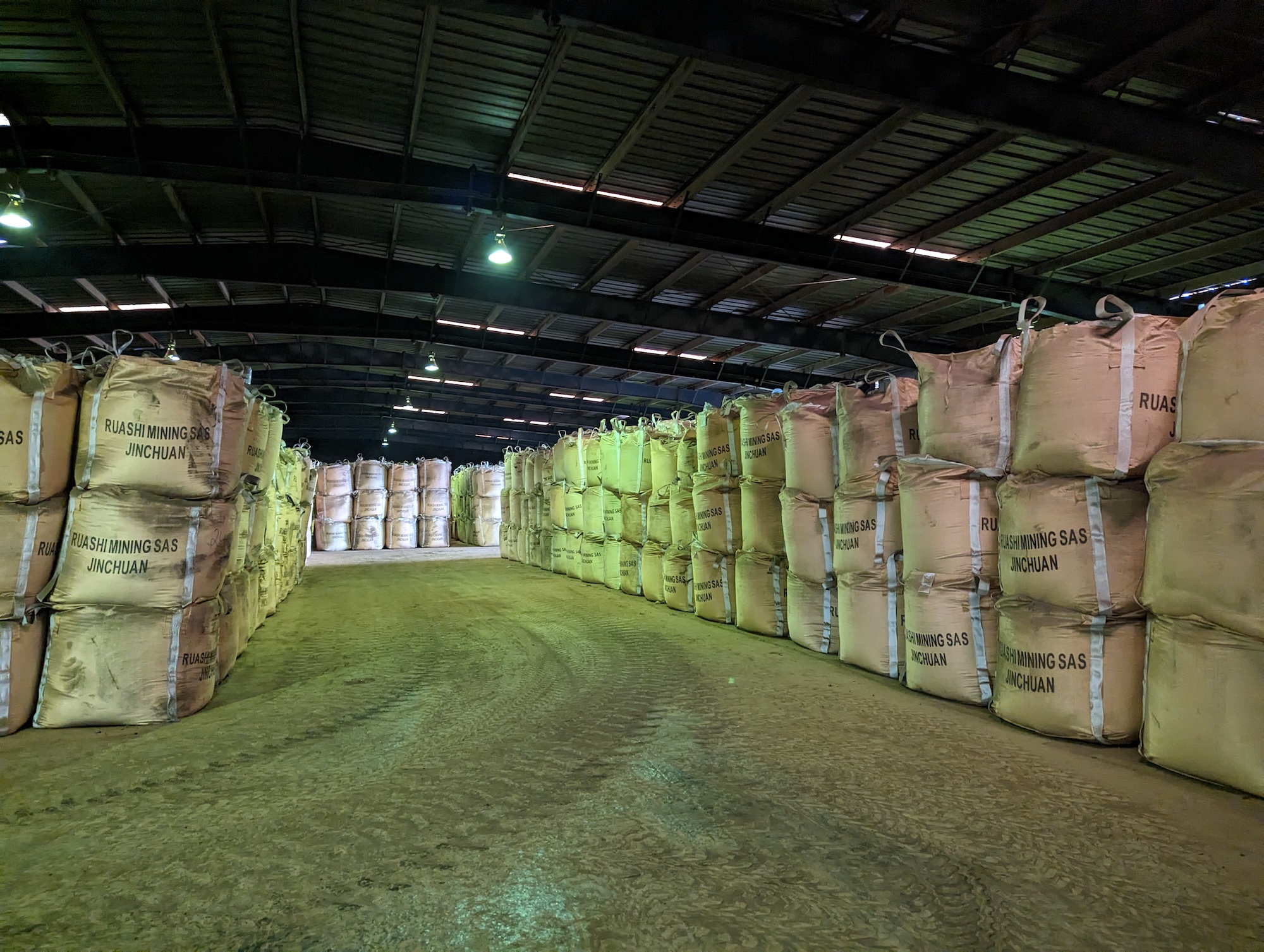Bags of cobalt await shipping at a warehouse in The Democratic Republic of Congo. Image credit: Brandon Marc Finn, University of Michigan