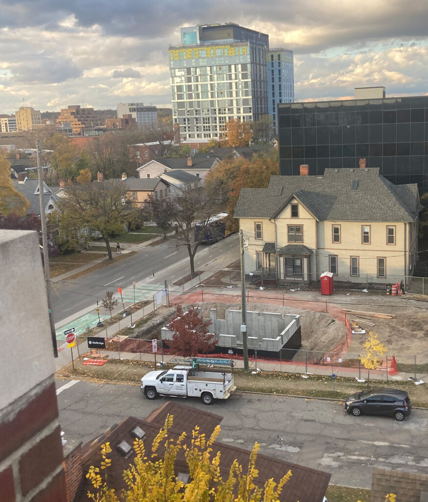 The future site of the Wallenberg house at the corner of Jefferson and Division streets was prepped earlier this fall with a new foundation.
