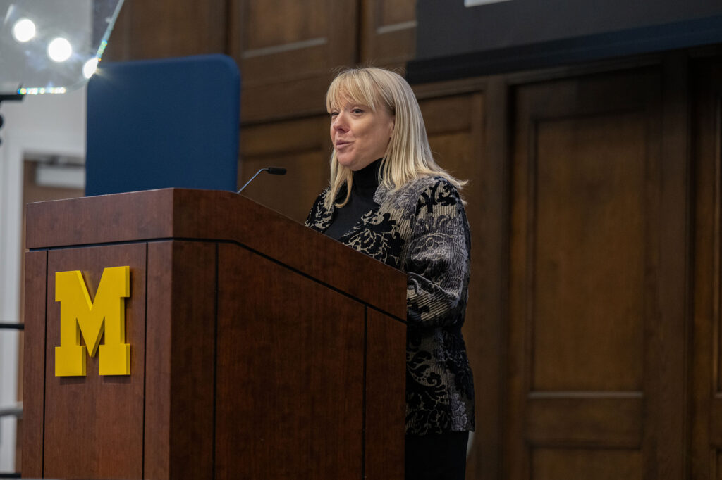 Woman at podium