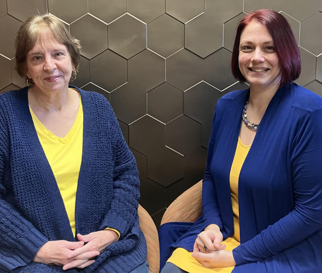 Sherry Boyd and Rebekah Awood on campus at UM-Dearborn.