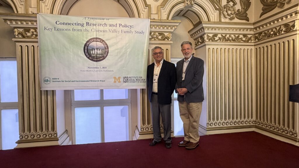 Bill Axinn (right) and Dirgha Ghimire, a fellow research professor at the Institute for Social Research. Image credit: Karin Winjnhoven