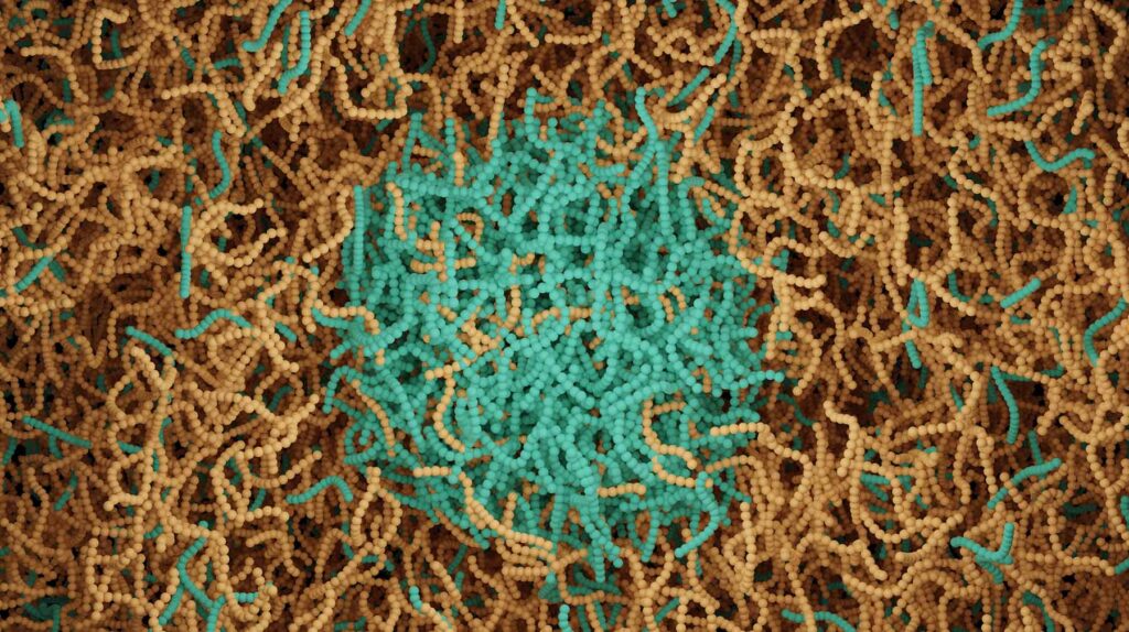 Liquid-Liquid phase separation (LLPS) 3D molecular view.