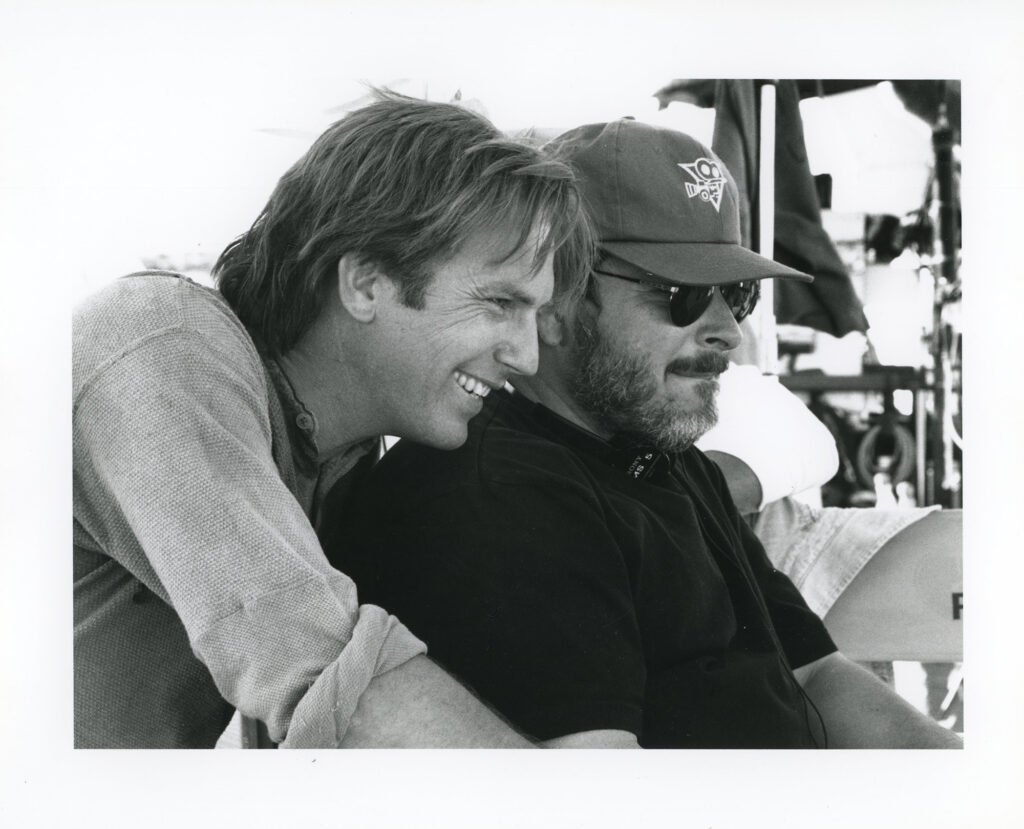 Two men on the set of the movie "Silverado"