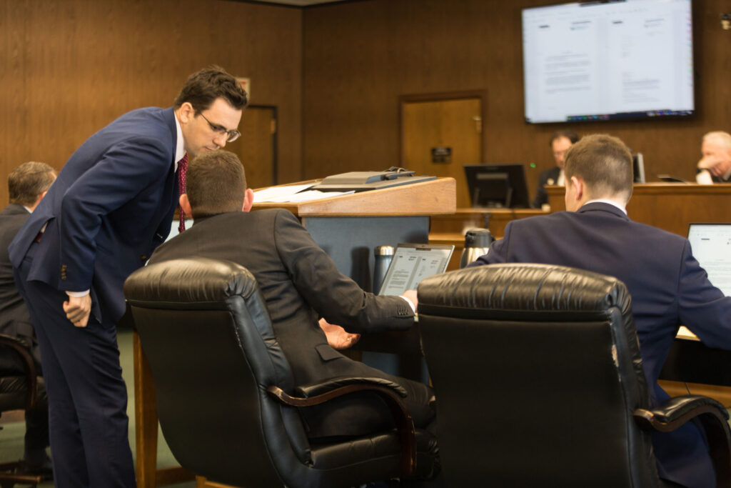 Men in a courtroom