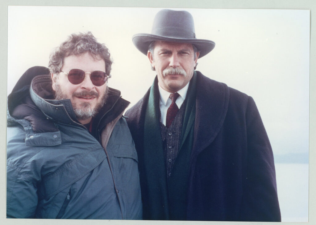 Two men on the set of the movie "Wyatt Earp"