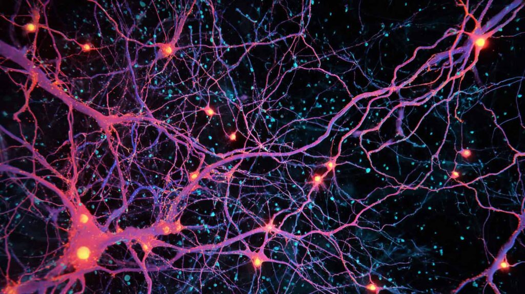 Concept illustration of dopamine neurons. Image credit: Nicole Smith, made with Midjourney