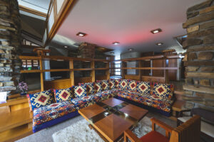 Cozy interior of a Frank Lloyd Wright-inspired house that will be home to the administrative functions of Garrett's Space.