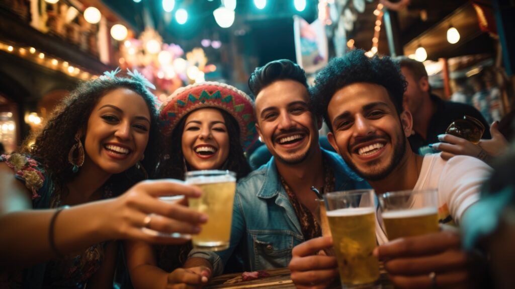 Group of friends having fun and socializing over drinks at a bar. Image credit: Adobe Stock
