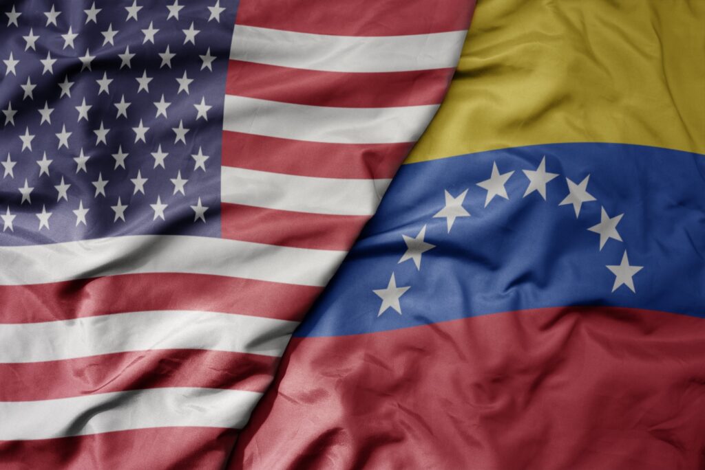 Flags of the U.S. and Venezuela. Image credit: Adobe Stock